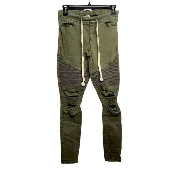 Urban Heritage Solid Green Distressed Skinny Jeggings Spandex Cotton Blend M - Picture 2 of 14